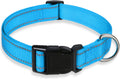 Reflective Dog Collar with Buckle Adjustable Safety Nylon Collars for Small Medium Large Dogs, Blue XL | Breathable, No Chafing on Walks and Outdoor Hikes, Metal D-Ring, Night Safety