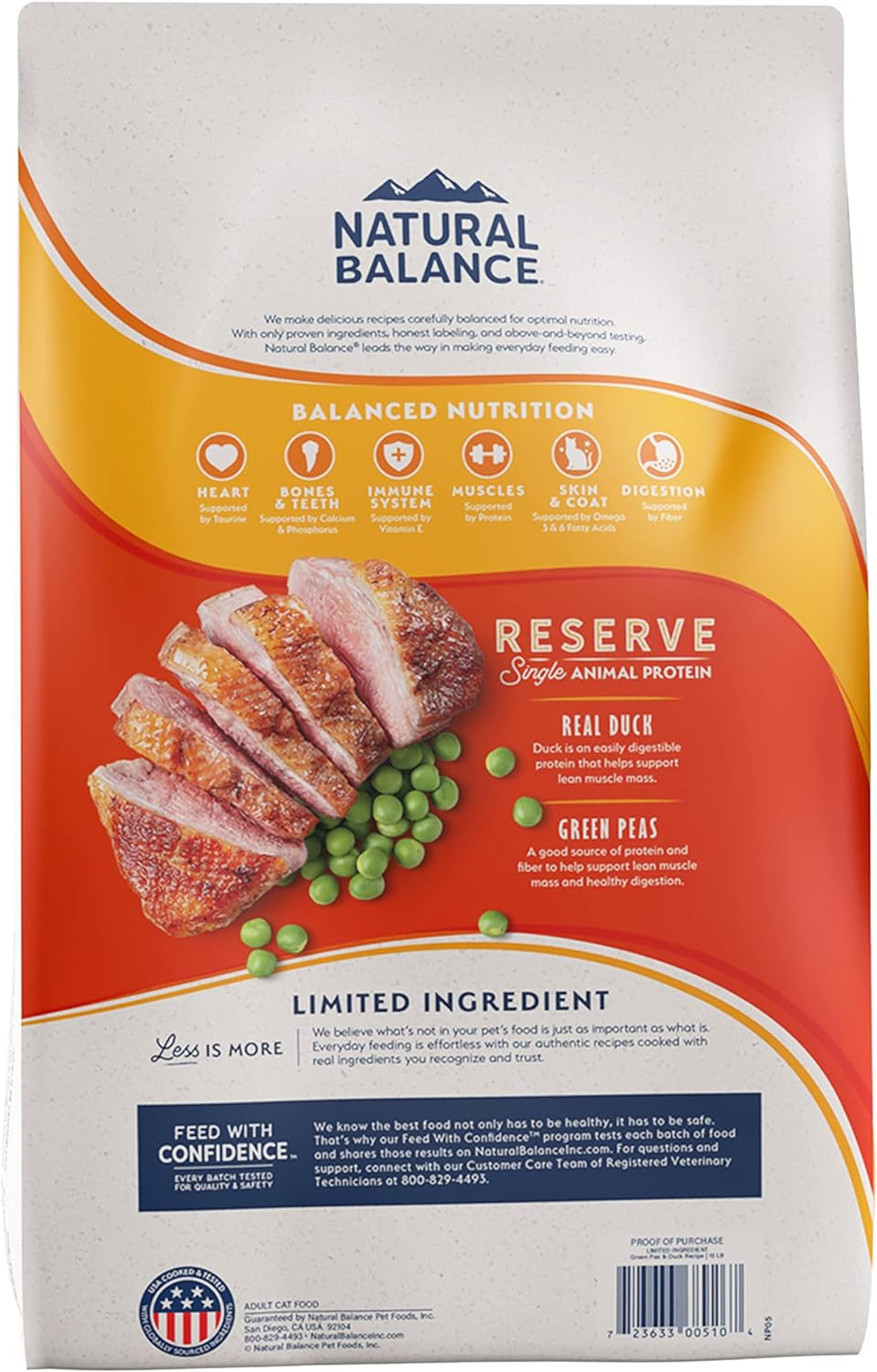 Limited Ingredient Cat Food, Duck & Green Pea, 10 Lb | Grain-Free, Soy-Free, and Corn-Free Dry Cat Food, Balanced Nutrition for Adult Cats, Single Animal Protein