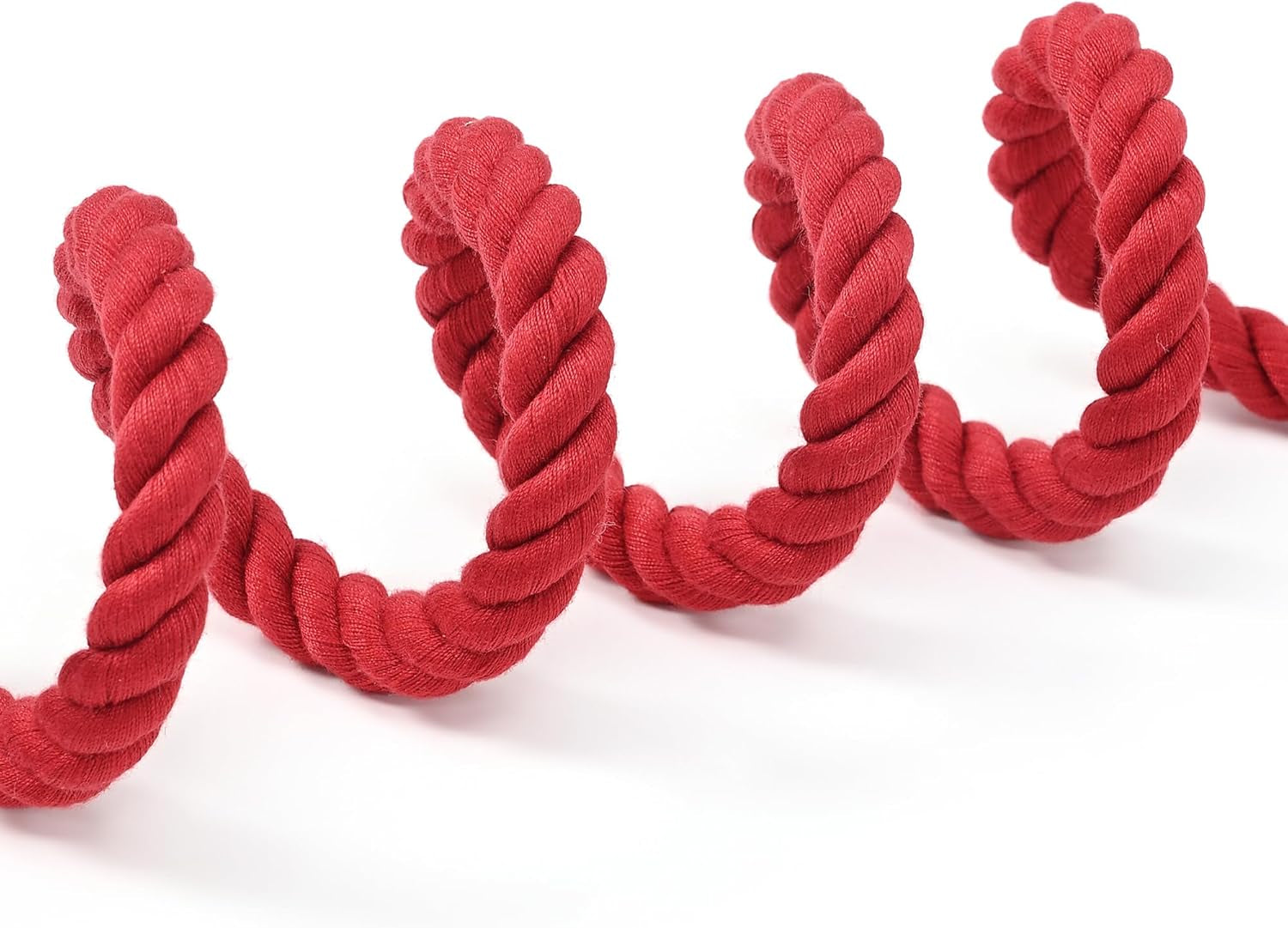 Dog Leash Braided Cotton Rope with Leather-Reinforced Ends | Rust-Proof 360° Swivel Clasp, Heavy-Duty for Medium/Large Breeds. Great for Weddings, Daily Walks (5 FT, 1/2", Red)