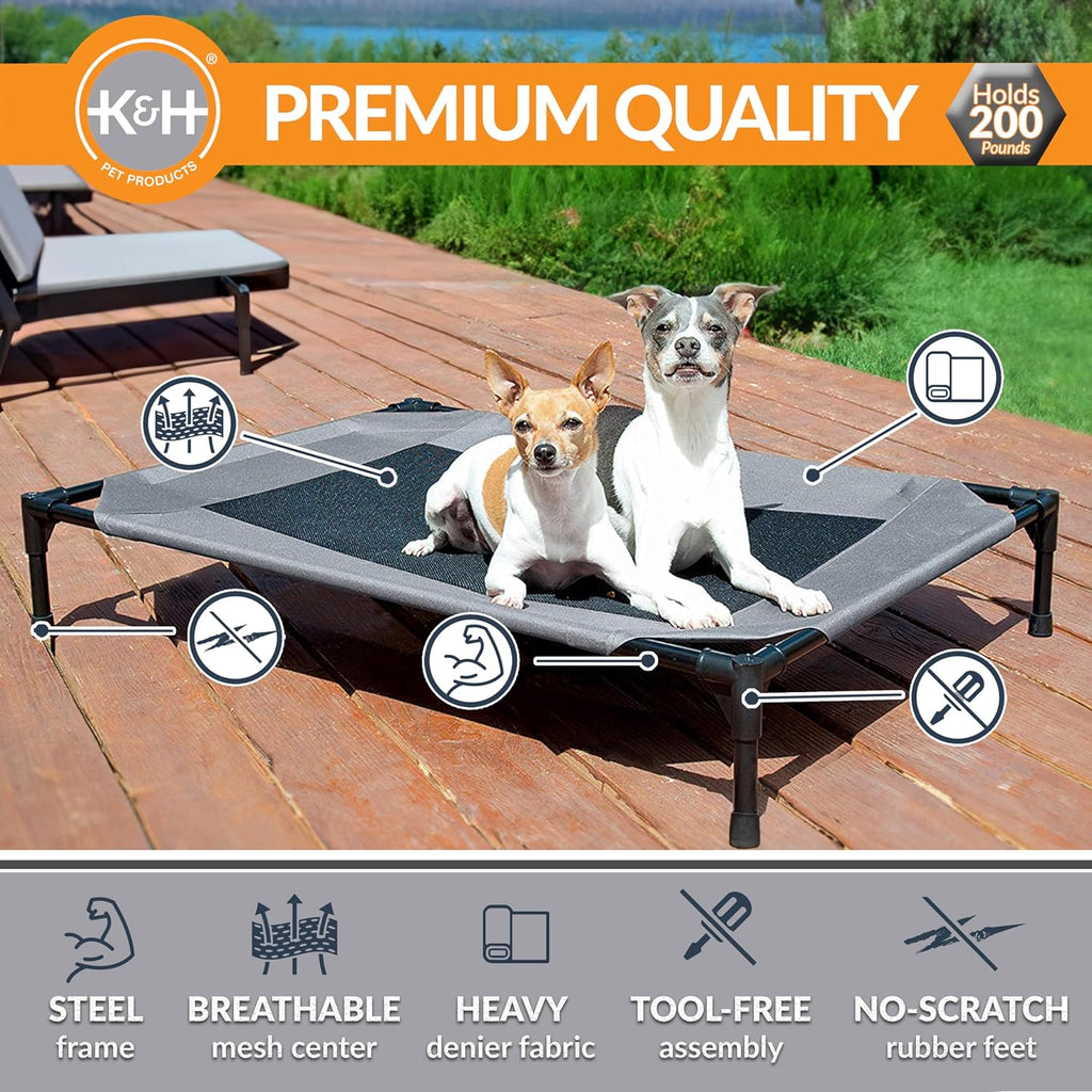 K&H Outdoor Elevated Dog Bed for Medium & Large Pets, Gray, Large 42X30In