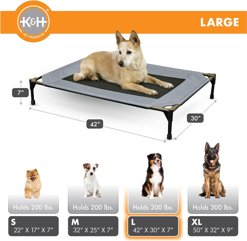 K&H Outdoor Elevated Dog Bed for Medium & Large Pets, Gray, Large 42X30In