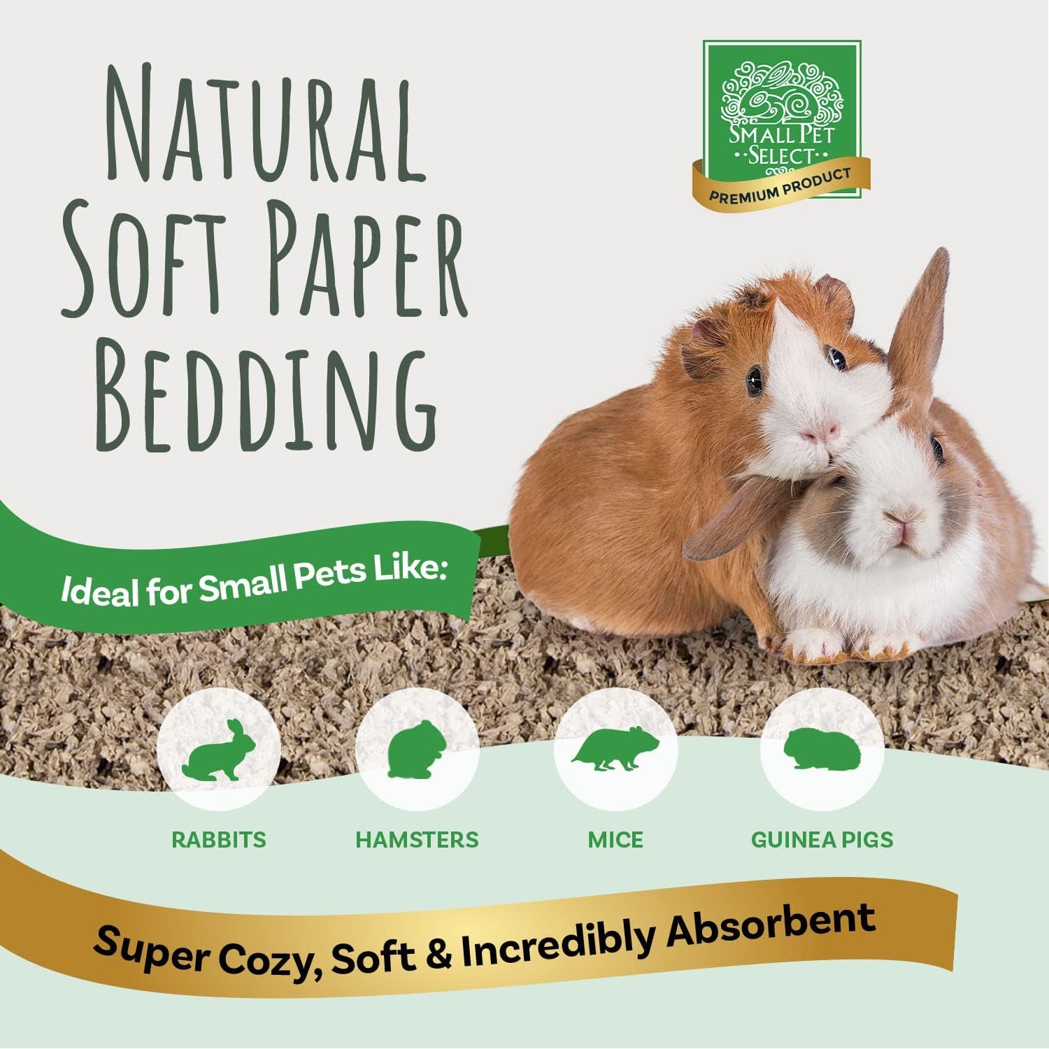 Paper Bedding, Brown, Odor Control, 178 L, 2-Pack | Soft Natural Absorbent Bedding, Odor Control, Made in USA, for Guinea Pigs, Rabbits, Hamsters & Small Pets