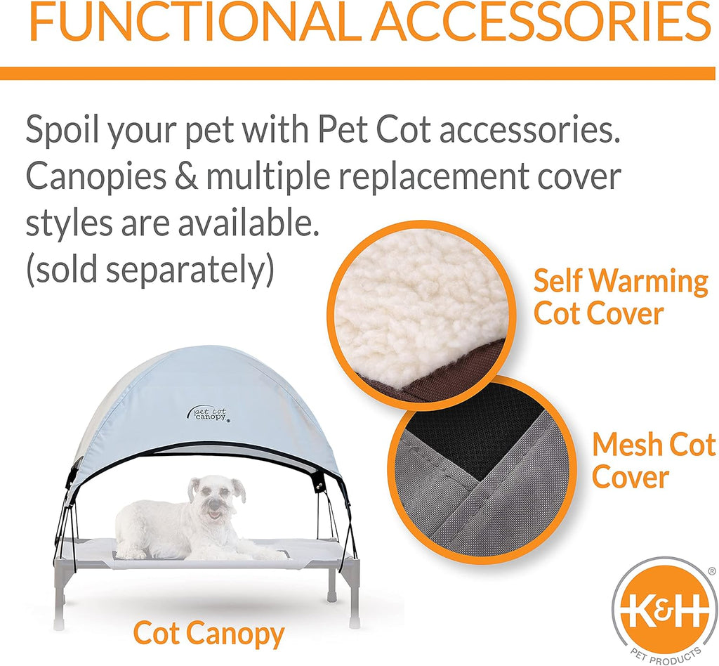 K&H Outdoor Elevated Dog Bed for Medium & Large Pets, Gray, Large 42X30In