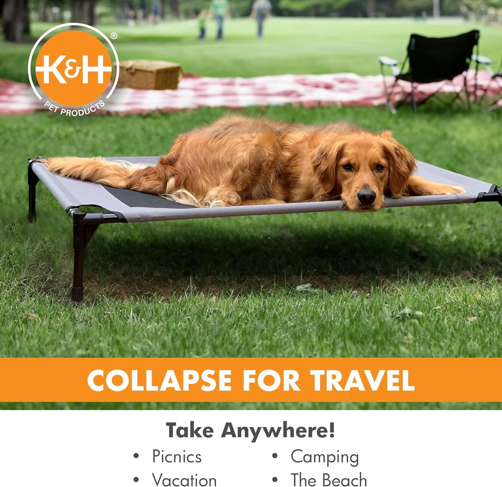 K&H Outdoor Elevated Dog Bed for Medium & Large Pets, Gray, Large 42X30In