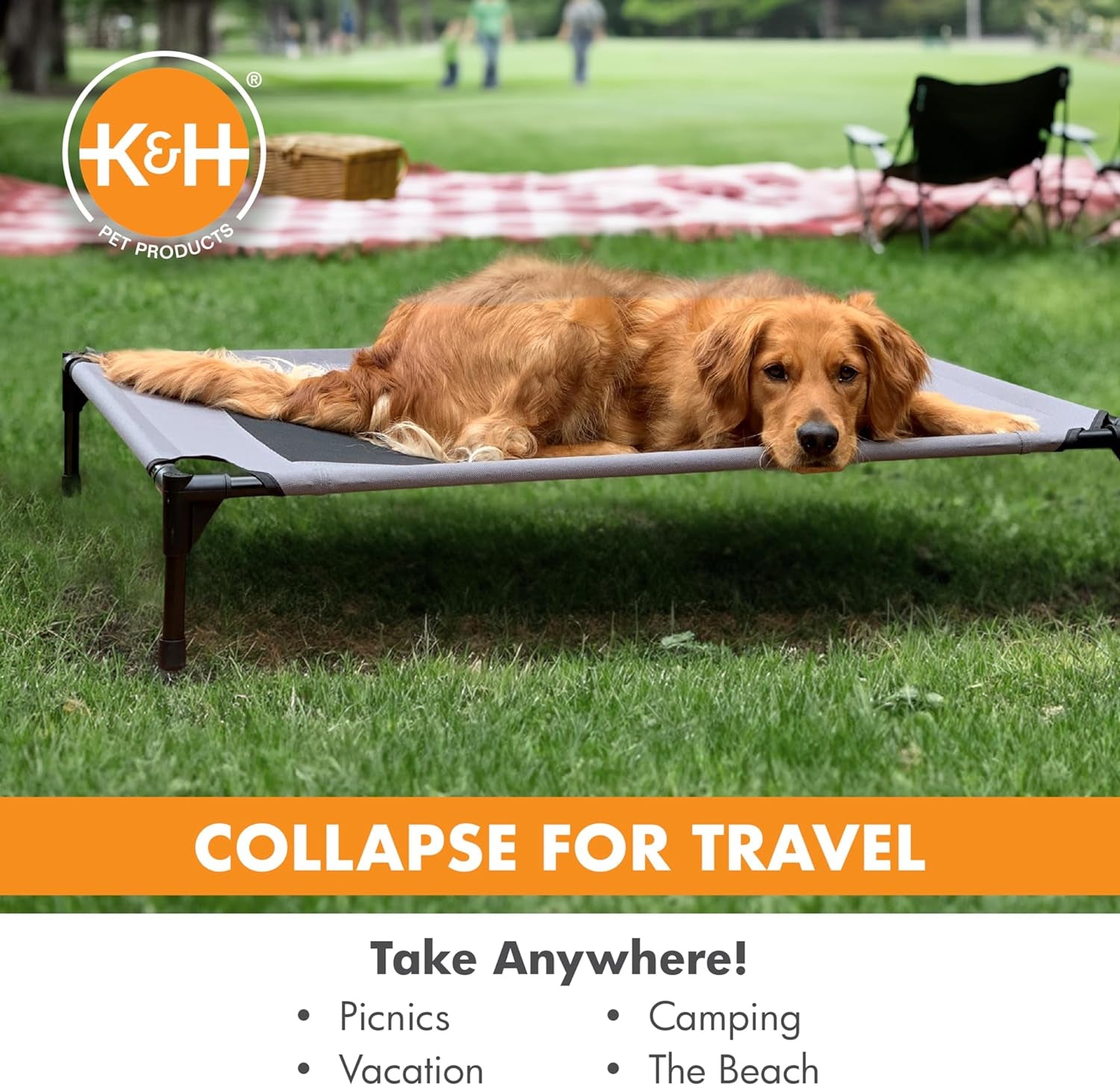 K&H Outdoor Elevated Dog Bed for Medium & Large Pets, Gray, Large 42X30In