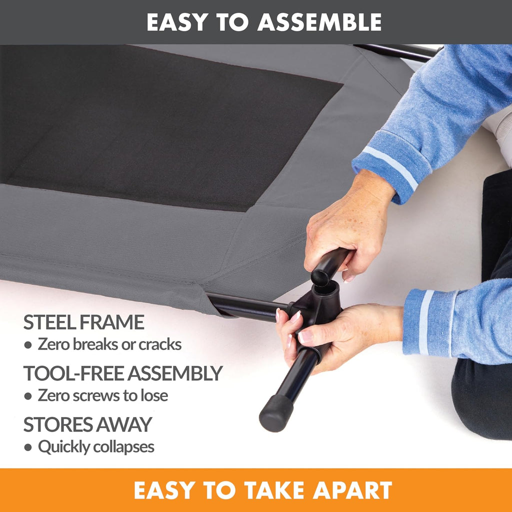 K&H Outdoor Elevated Dog Bed for Medium & Large Pets, Gray, Large 42X30In