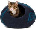 Cat Cave - Merino Wool Bed for Indoor Cats (Back Aqua, Large) | Cat Bed Enclosure, Premium Felt, Handmade, Super Soft, Lightweight, Breathable, Adjustable Shape