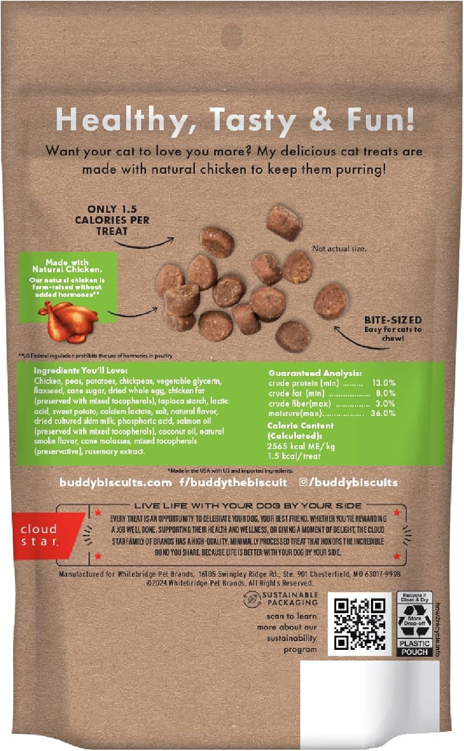 Soft & Chewy Grain Free Cat Treats, Chicken, 3 Oz. Pouch | Grain Free, Made with Natural Chicken, No Wheat, Corn, Soy, Minimally Processed in USA